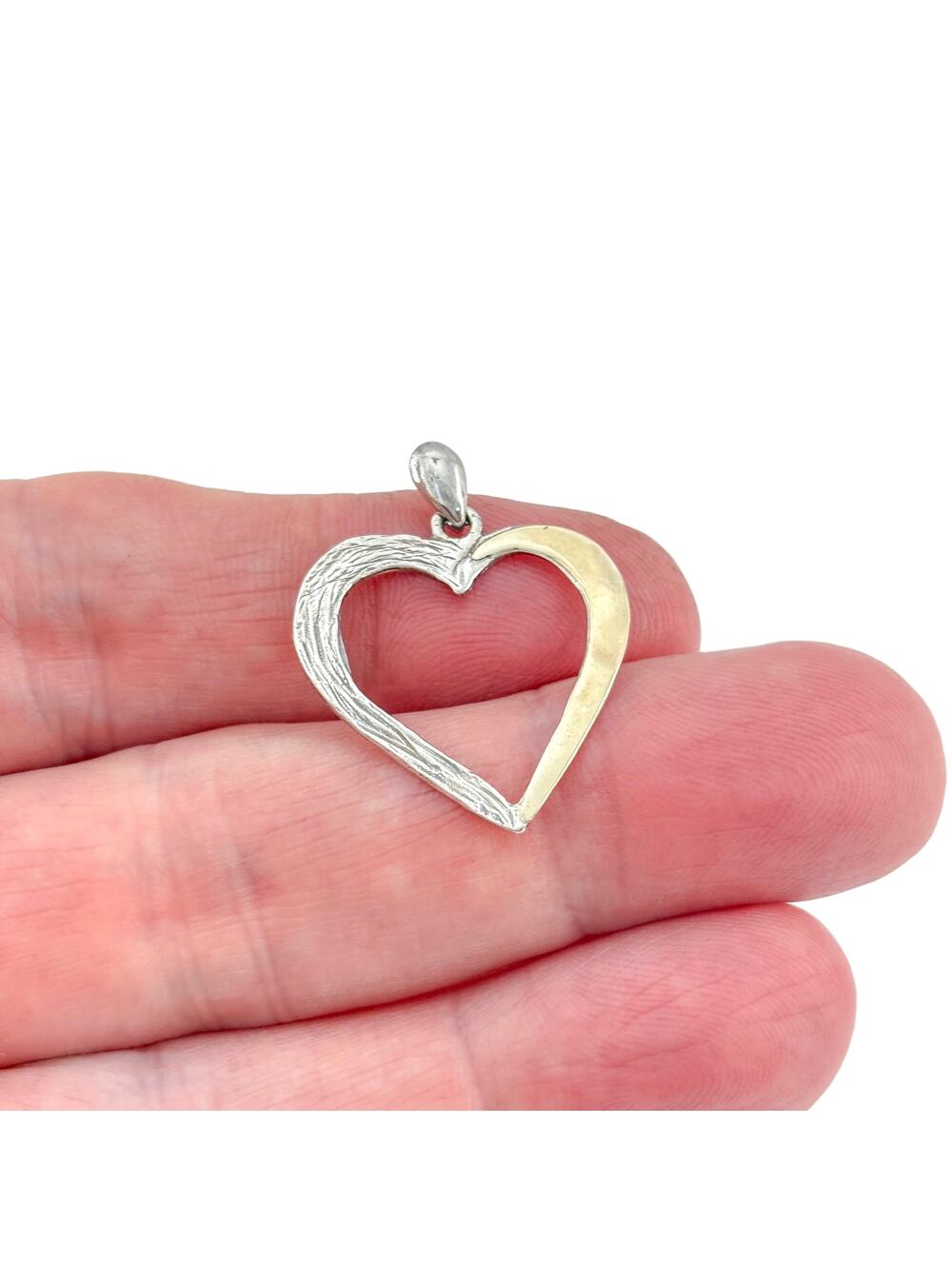 Vintage Sterling Silver 925 Two Tone Heart Pendant